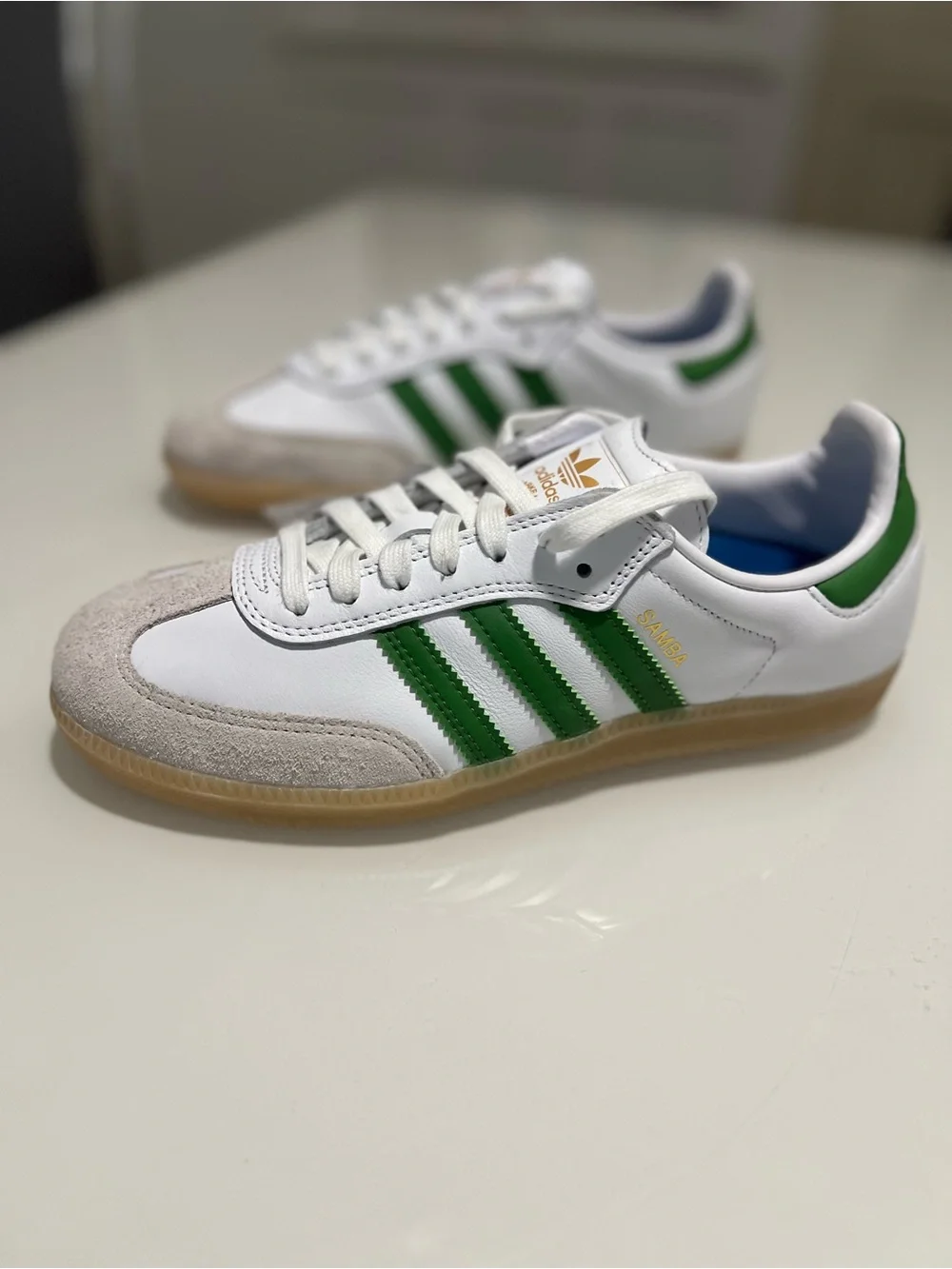 adidas Samba Low-Top Sneakers - White, Green, Gum Sz 6